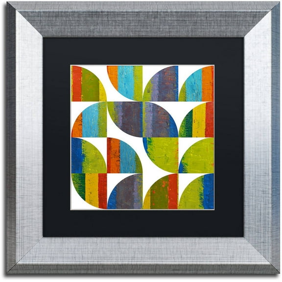 Trademark Fine Art "Quarter Rounds 3.0" Canvas Art by Michelle Calkins, Black Matte, Silver Frame