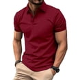 thumbnail image 3 of Mens Casual Short Sleeve Tops Button V-Neck Muscle Fitness Workout Blouse Tee, 3 of 11