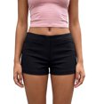 thumbnail image 1 of Shorts ajustados para mujer con bolsillos, elegantes, de color liso y tiro bajo, ideales para el verano, la playa y el uso diario., 1 of 7