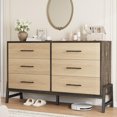 thumbnail image 1 of 6 Drawer Dresser for Bedroom – 52" Wide Large Storage Chest, Freestanding Wooden Closet Storage Cabinet with Polished Natural Oak Finish, 1 of 7