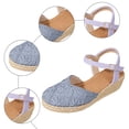 thumbnail image 6 of Espadrilles for Women Woven Closed Toe Wedge Sandals Vintage Footbed Ankle Strap Slingback Heels Breathable Summer Dress Shoes Blue Size 7, 6 of 6