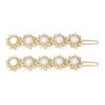 thumbnail image 1 of Golden Alloy Pearl Beaded Hair Clips for Decor 2pcs Fashion Elegant Fixing Clamps, 1 of 3