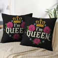 thumbnail image 4 of LALILO Throw Pillow Covers Colorful Im Queen With Crown And Queen Girly Cushion Cover 18" x 18", 2 Pack, 4 of 6