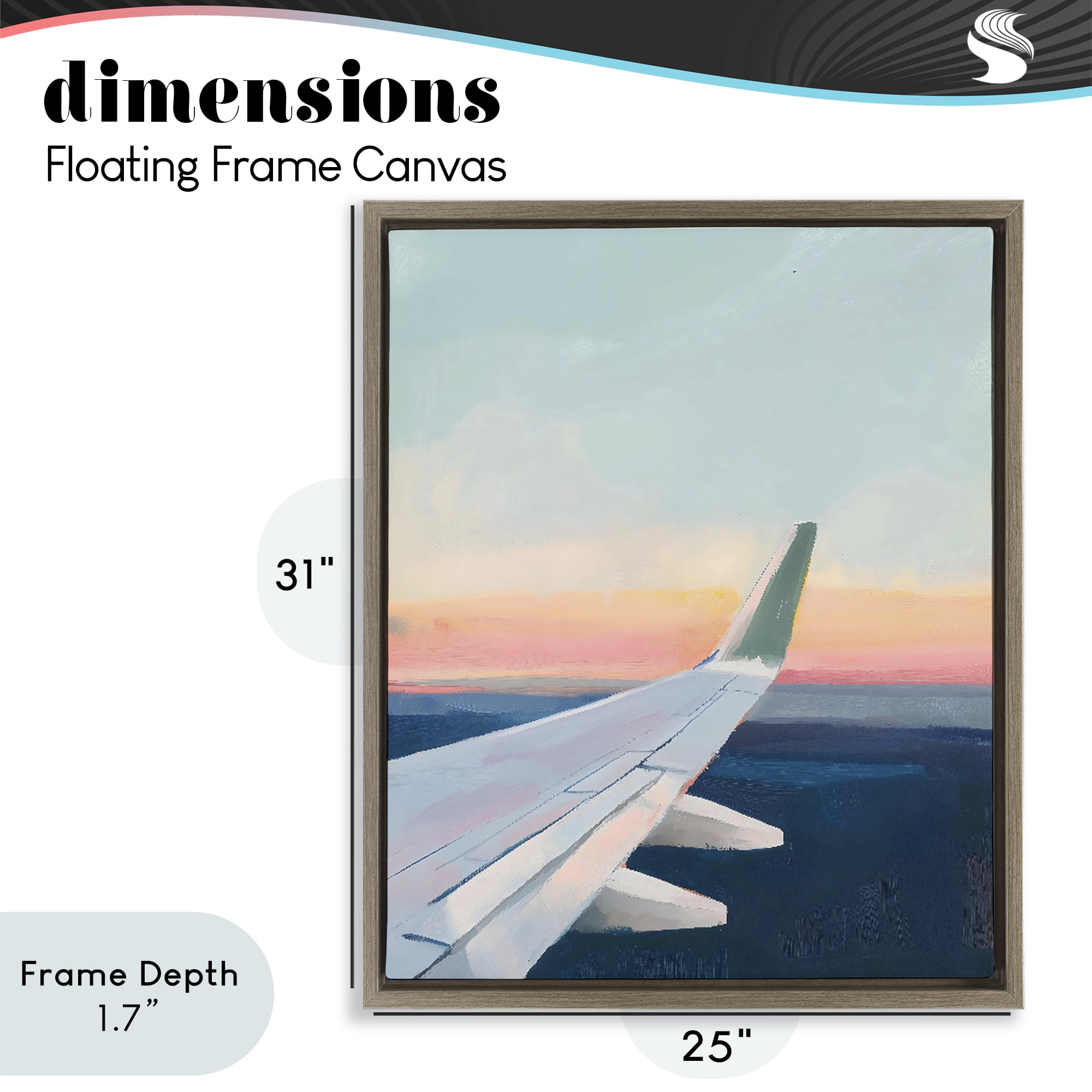 Stupell Industries Airplane Wing Sunset Brown Framed Floater Canvas Wall Art, design by The Prints Vibe
