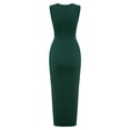 thumbnail image 6 of Women's Sexy Sleeveless Cut Out Slim Bodycon Dress Crewneck Crisscross Twist Ruched Slit Ribbed Knit Tank Midi Dress, 6 of 9