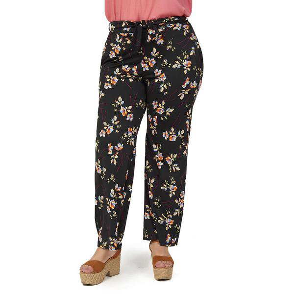 PANTALÓN HOLGADO COLOR NEGRO ESTAMPADO FLORAL Mundo Terra 019557