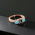 thumbnail image 3 of Gem Stone King 2.06 Ct Oval Blue Mystic Topaz Blue Apatite 18K Rose Gold Plated Silver Moissanite Ring (Size 5), 3 of 4