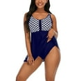 thumbnail image 4 of Qiylii 2 Pcs Women Bathing Suits, Adults Geometric Print U-shaped Neck High Waist Dress Swimsuit Swimwear,Plus Size M-4XL, 4 of 6