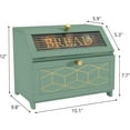 thumbnail image 4 of Double Layer Bread Box With Golden Trim for Countertop, Wooden Bread Container for Kitchen Counter, Corner Bread Storage (Green), 4 of 7