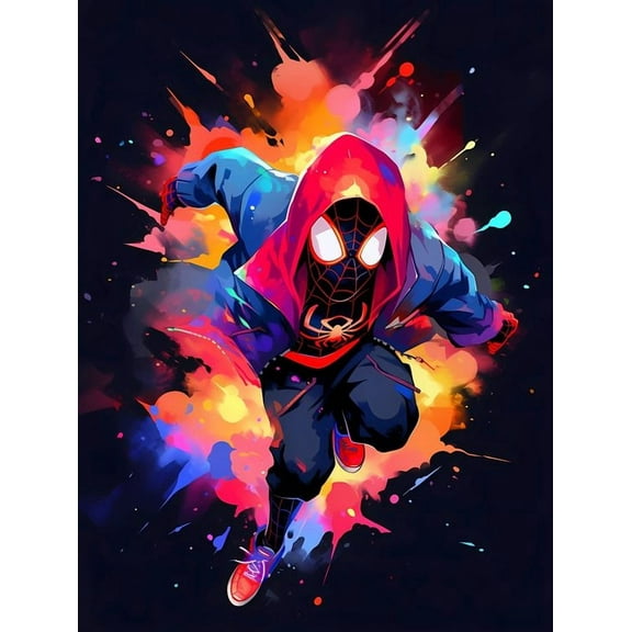 5D DIY Spider-Man Diamond Painting by Number Kit for Adult, Full Drill Crystal Rhinestone Embroidery Cross Stitch Diamond Embroidery Dotz Kit for Home Wall Decor