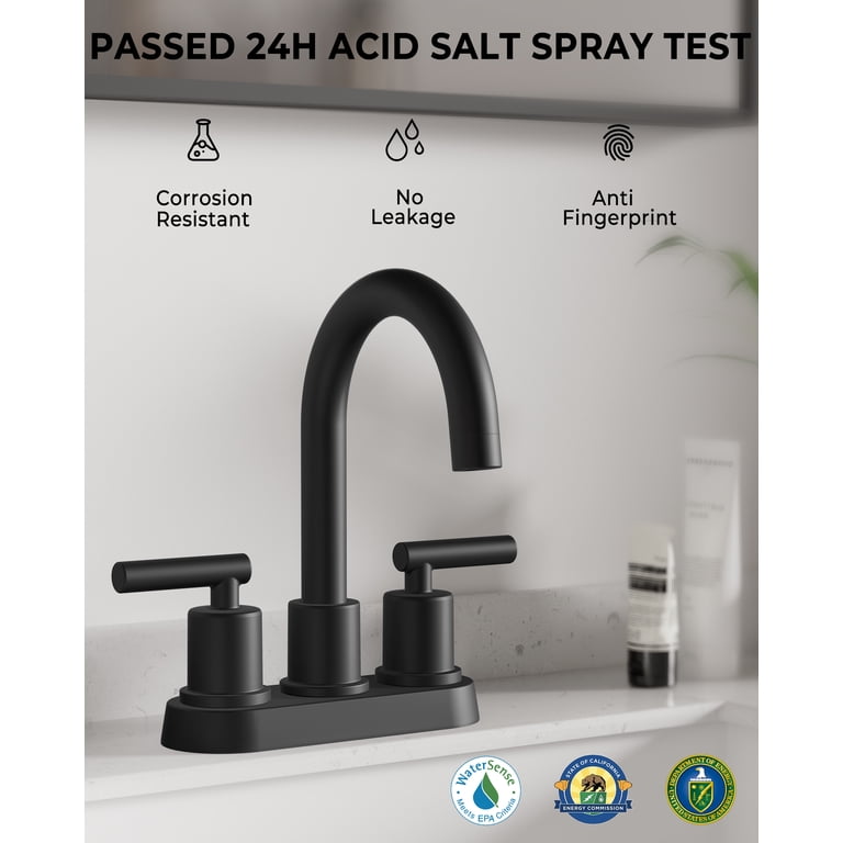 VXV Bathroom Faucet 4 Inch Centerset, 360 Rotating Matte Black photo 2