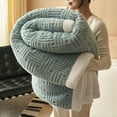 thumbnail image 4 of Bwiyojiz Bedroom Decor Bedding 59x40" Fleece Throw Blanket for Couch Soft Warm Fluffys Cream Solid ColorBlanket Decorative and Giftable Striped Blankets, Gifts for Yourself, Blue, 4 of 7