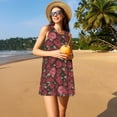 thumbnail image 3 of Naloa Rose Flowers Print Women's Summer Spring Casual Beach Sundress,Vacation Sleeveless Tank Crewneck Loose Dresses, 3 of 7