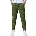 thumbnail image 5 of KAUOD Boys 2 Piece Uniform Tapered Pants Straight Elastic Waist Performance Cropped Pants with Pockets Kids Dress Trousers, 5 of 7