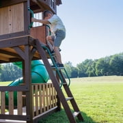 Backyard Discovery Skyfort II Cedar Wood Swing Set, Spiral Tube Slide, Clubhouse