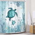 thumbnail image 3 of Blue Ocean Turtle Shower Curtain for Bathroom Coastal Beach Decoration Teal Sea Turtle Polyester Fabric Bathroom Curtain Set with Hooks, 72 x 72 inch, 3 of 3