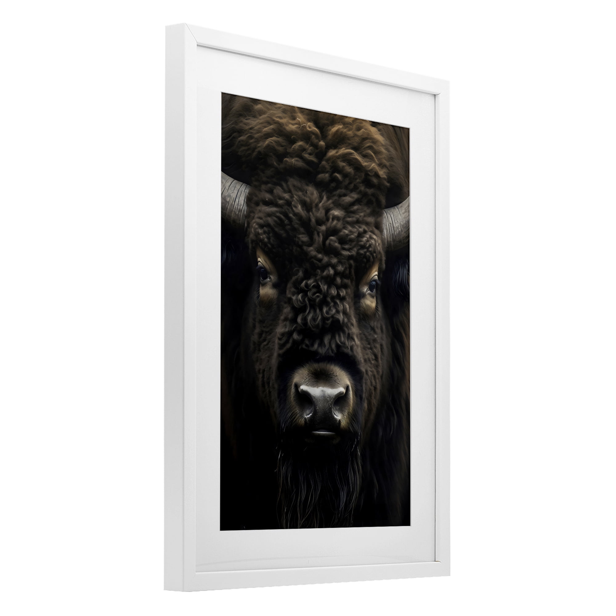 Stupell Industries Bison Portrait Close Up White Framed Print Under Glass, design by Creative Studio