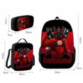 thumbnail image 3 of Teenage Student Backpack Simple Large Capacity Schoolbag Cartoon Satchel Pencil Case Three-piece Setweek, 3 of 4