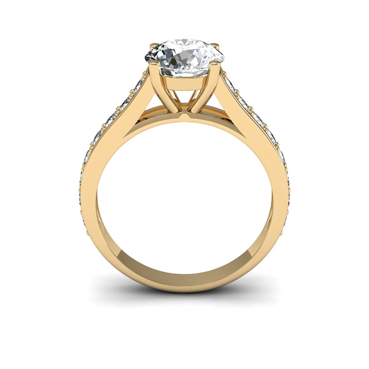 SuperJeweler 2 Carat Round Shape Moissanite Engagement Ring In 14 Karat Yellow Gold For Women