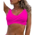 thumbnail image 1 of GHSDFBB Women's Twist Front Bikini Top V Neck Push Up Padded Swimsuit Top Bathing Suits, 1 of 3