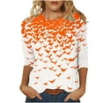 thumbnail image 2 of Cxenplz Halloween Long Sleeve Shirts for Women Crewneck Floral Pumpkin Bats Printed Halloween Shirts, 2 of 5