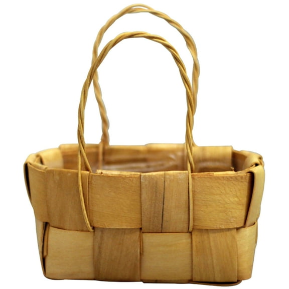 Mizh Mini Woven Basket with Handle Farmhouse Small Basket Wedding Candy Gift Basket