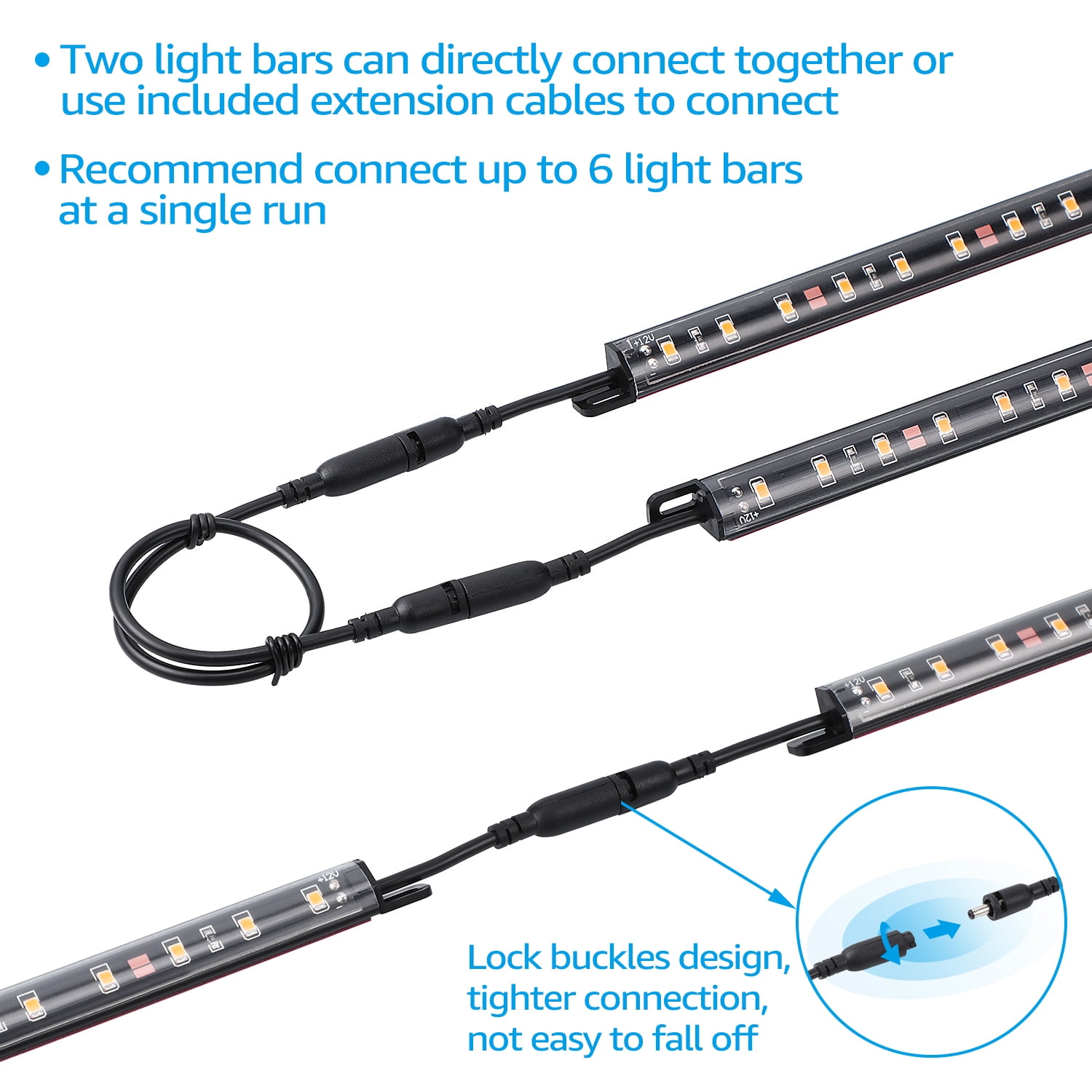 LED Safe Lighting Kit, (6) 12 Inch Linkable Light Bars + Motion Sensor, for Under Cabinet, Gun Safe, Locker, Closet, Under Counter, Shelf, Showcase, 3000K Warm White