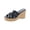 Black, variant on Womens Strappy Faux Leather Slide Sandals