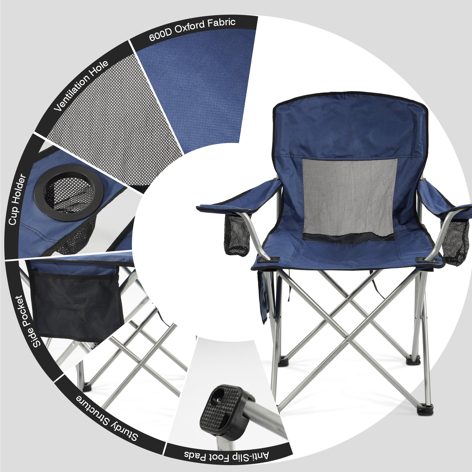 Sprint Demon Folding Camp Chair，Portable Outdoor Chair with Cup Holder & Carrying Bag，for Camping, Beach, Fishing, and Sports Events