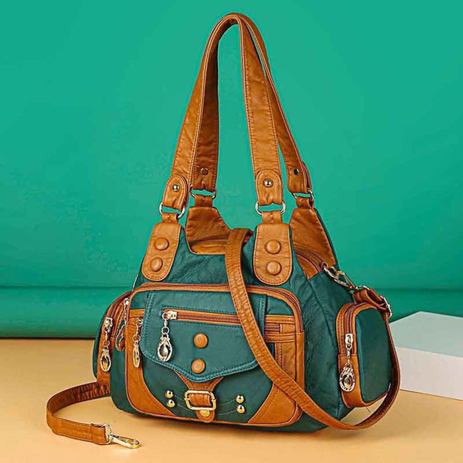 LONGshukeji Hobo Bags for Women Vegan Leather Shoulder Purses and Handbags Ladies Tote Bags Purse with Crossbody Strap