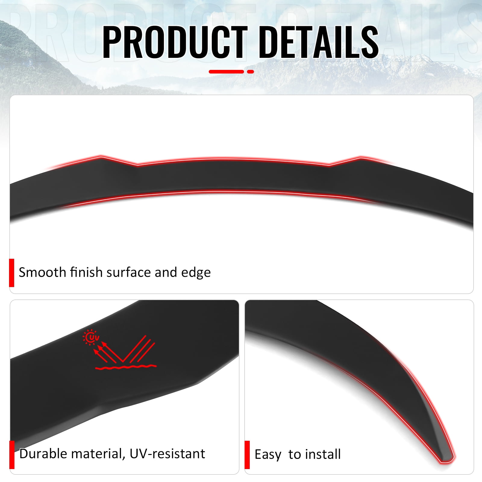 Ikon Motorsports Trunk Spoiler Compatible with 2025-2026 Tesla Model Y Juniper, IKON Style Matte Black ABS Plastic Rear Trunk Lid Spoiler Wing Lip