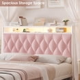 thumbnail image 5 of Hiphuta Full Size Upholstered Canopy Bed with Charging Station & Storage Drawer,Button Tufted Headboard with LED Light, Full Bed Frames, Pink, 5 of 9