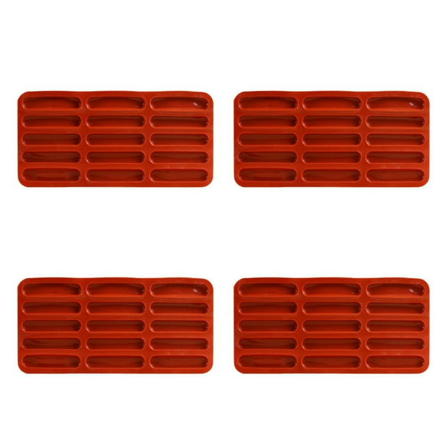 4X Molde de Silicona para Galletas con Dedos de Tiramisú, Molde para Hornear Barras de Cereales con 15 Cavidades, Molde para Barras de Chocolate, Molde de Silicona con Tiras Largas