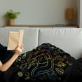 thumbnail image 3 of Let It Go Soft Flannel Fleece Throw Blanket, Outline Design in Color Transitions Artwork on Dark Backdrop, Cozy Plush for Indoor and Outdoor Use, 50" x 60", Charcoal Grey and Multicolor, by Ambesonne, 3 of 5