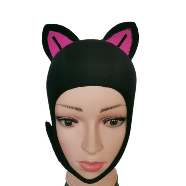 Gorro de buceo con orejas de gato, gorro de ño con capucha térmica de neopreno de 3mm, gorro de surf para piragüismo, Rafting, navegación, natación Línea Roja