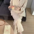 thumbnail image 3 of Pijama coreano con estampado de corazón para mujer, ropa de dormir de manga larga, conjunto femenino, traje de Rebeca, 2024, 3 of 5