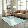 thumbnail image 3 of Minimalist Mint Green Wave Area Rugs, Boho Abstract White Stripe Indoor Rugs, Soft Machine Washable Durable Rug For Kids Teen Girls Boys Living Room Bedroom Office, 3 of 7