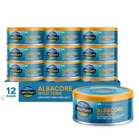 Wild Planet Albacore Wild Tuna  Sea Salt  Canned Tuna  Sustainably Pole & Line Caught  Non-GMO  Kosher  5 Ounce  Pack of 12