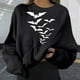 thumbnail image 2 of Halloween Mujer Moda Casual Estampado Cuello Redondo Suelto Manga Larga Tops Cortos Blusa Sin Capucha Sudaderas Pompotops FGAJ19969, 2 of 6