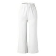 thumbnail image 1 of Vedolay High Waist Pants Summer Straight Wide Leg Pants Drawstring High Waisted Comfy Pants,White L, 1 of 4