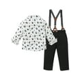 thumbnail image 2 of CARETOO Toddler Boy Clothes Sets 1-5T Formal Flower Dress Shirt Bowtie Suspender Pants Trousers 3pcs, 2 of 13
