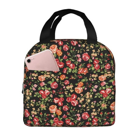 Insulated Lunch Bag for Women Men - Colorful Rose Flowers Leakproof Cooler Lunch Box for Women Men  Lunch Tote Bags for Work School Picnic Travel
