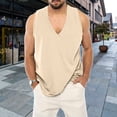 thumbnail image 1 of VOSS Mens Spring Summer Casual Hawaiian Beach Tropical V Neck Solid Color Tank Top, 1 of 9