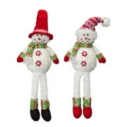 Set of 4 Red and White Chenille Sitting Snowmen Christmas Decors 20"