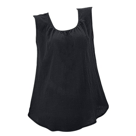 

Cute Tops For Women Women Loose Casual Sleeveless Crewneck Solid Casual Blouse T-shirt Tunic Tops Skinny Fit Street Wear Corset Tops For Women Black XL