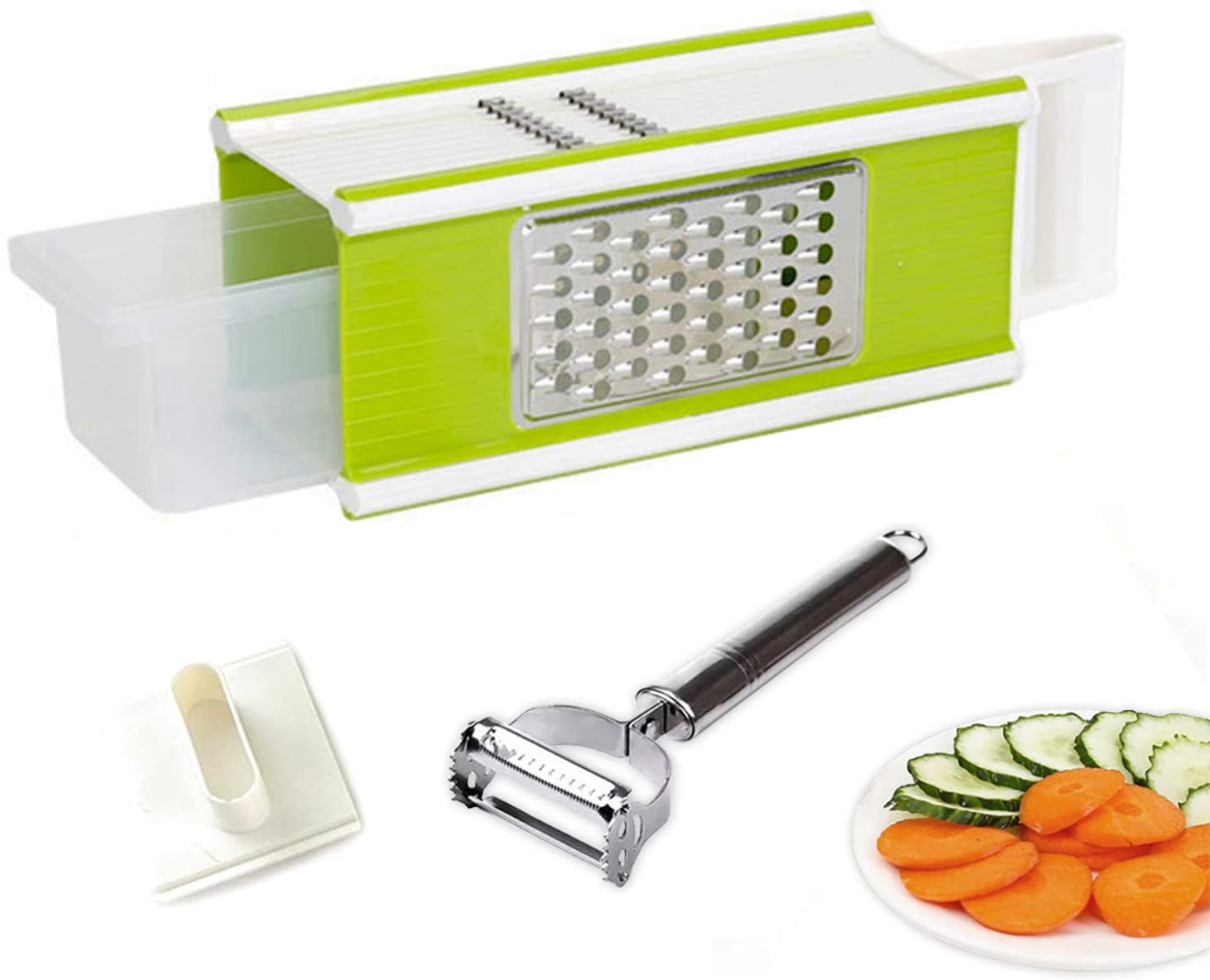 5in1 Box Grater and Vegetable PeelerCheese Grater with Food Storage