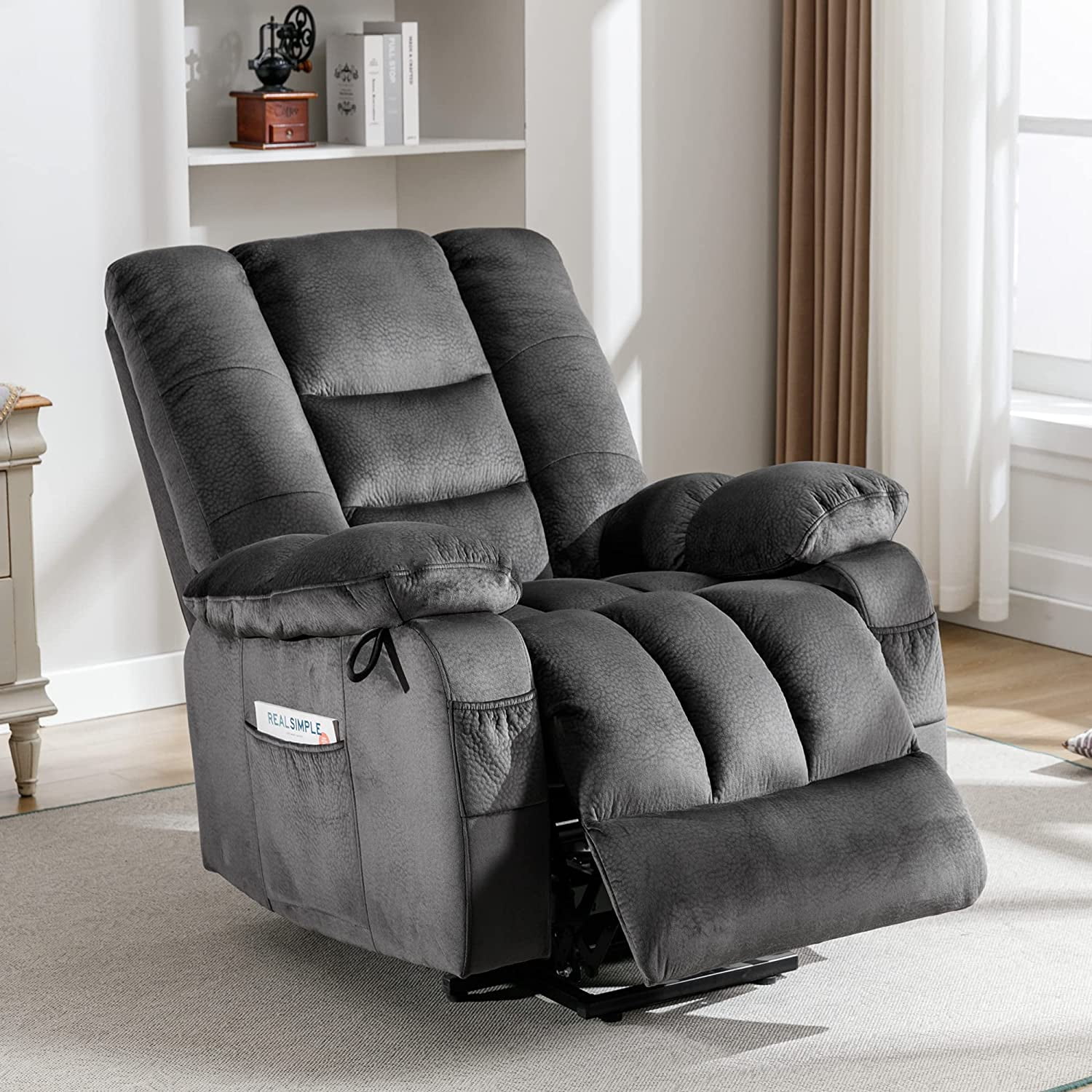 Large Power Lift Recliner Chair with Massage and Heat Overstuffed Lift