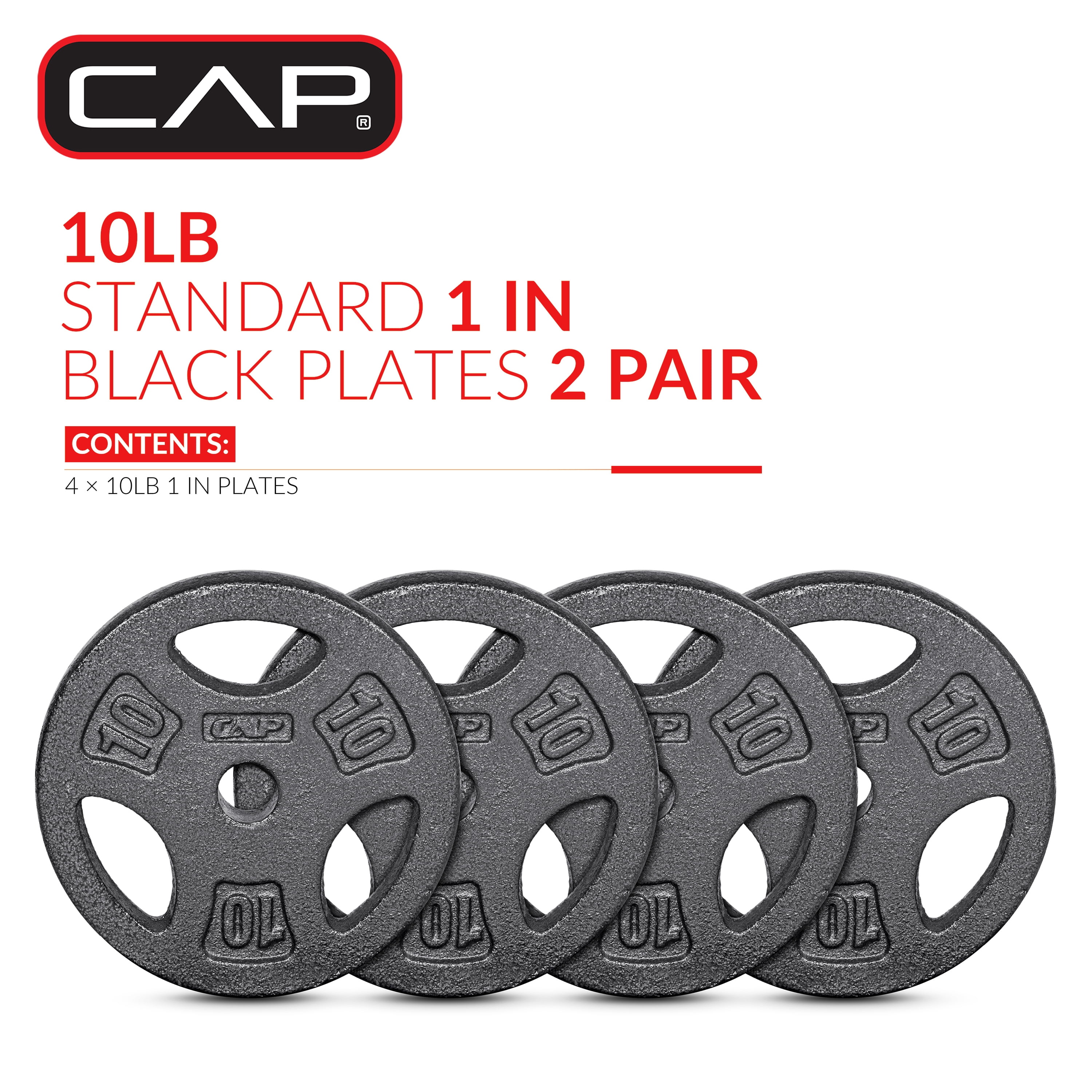 CAP Barbell Standard 10lb BLACK Plate Pack B (x4)