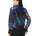thumbnail image 3 of Fashion Womens Sequin Long Sleeve Front Zip Jacket with Ribbed Cuffs, 3 of 5