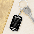 thumbnail image 6 of To My Son Carry You In My Arms Stainless Steel or 18k Gold Premium Swivel Dog Tag Keychain, 6 of 16